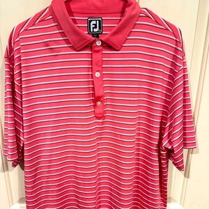 Foot Joy S/S Performance Athletic Fit Polo - 2XL - Coral with black & white pins